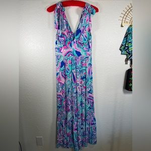 Lilly Pulitzer blue pink maxi dress size 4